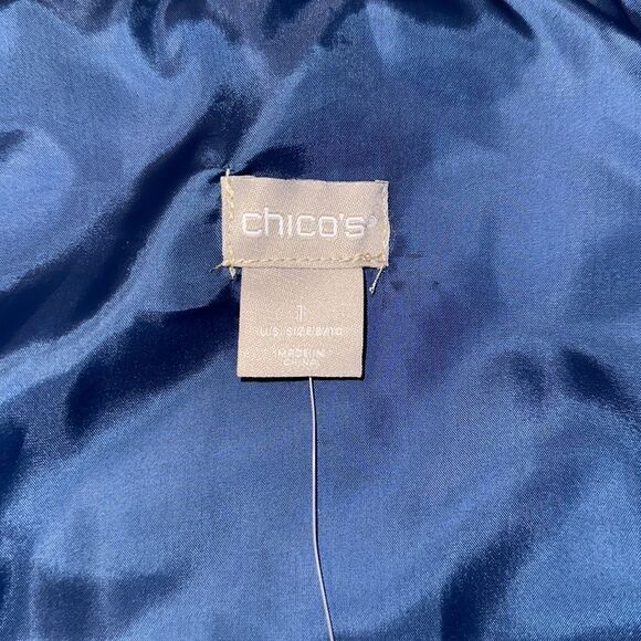 Chico’s 1 (8-10) Blue Water Resistant Knit Puffer Insulated Full Zip Vest - Picture 9 of 16